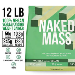 Vanilla Vegan Mass Gainer Supplement | Naked Vegan Mass - 12LB